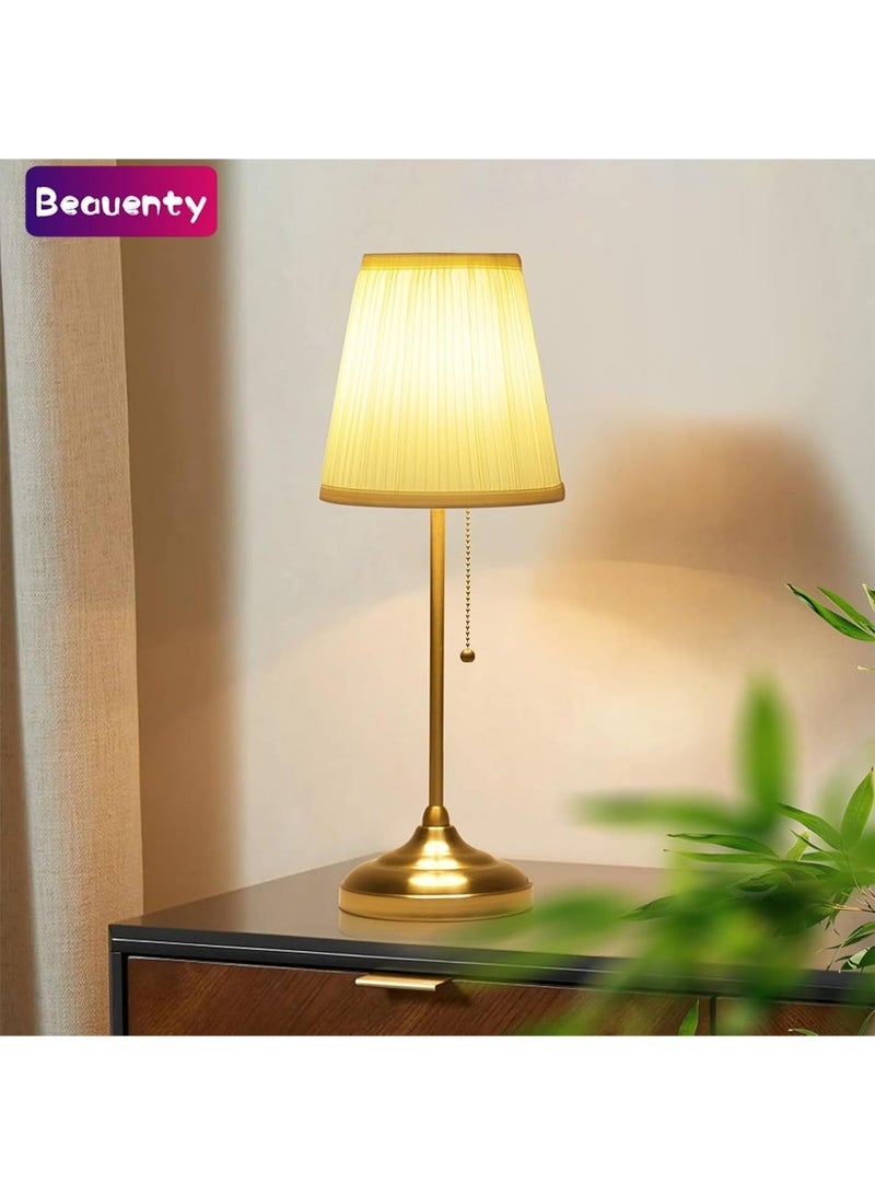 Beauenty Modern Table Lamp for Bedroom, Gold Bedside Lamp, Farmhouse Nightstand Lamp with Pull Chain Switch, 20" Small Table Lamp for Reading, Hotel, Buffet Candlestick - Image 1